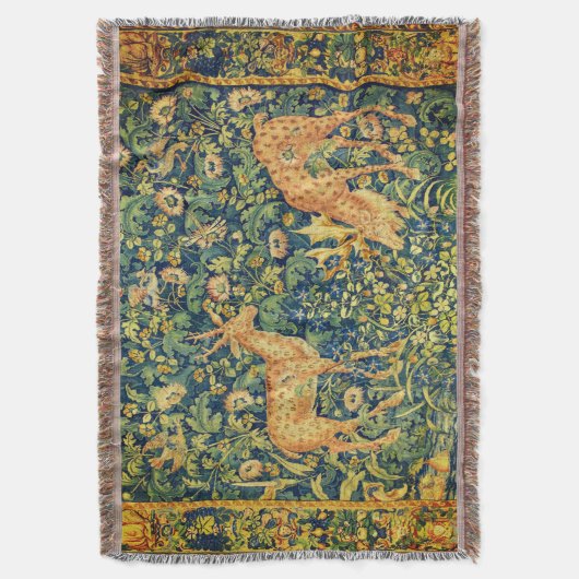ファウディアペア,ゴシック様式のファンタジー花,緑 スローブランケット (正面縦)