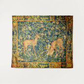 ファウディアペア，ゴシック様式のファンタジー花，緑 タペストリー (正面(横))