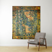 ファウディアペア，ゴシック様式のファンタジー花，緑 タペストリー (インサイチュ)