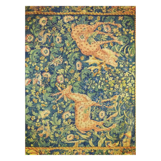 ファウディアペア，ゴシック様式のファンタジー花，緑 テーブルクロス (正面)