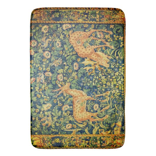 ファウディアペア,ゴシック様式のファンタジー花,緑 バスマット (正面縦)