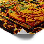 ファウディアペア,ゴシック様式のファンタジー花,緑 ポスター (角)