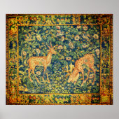 ファウディアペア，ゴシック様式のファンタジー花，緑 ポスター (正面)