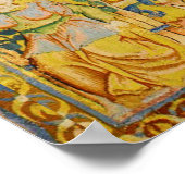 ファウディアペア，ゴシック様式のファンタジー花，緑 ポスター (角)