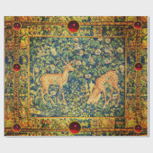 ファウディアペア，ゴシック様式のファンタジー花，緑 ラッピングペーパー (フラット)