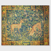 ファウディアペア，ゴシック様式のファンタジー花，緑 ラッピングペーパー (フラット)