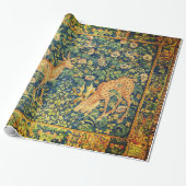 ファウディアペア，ゴシック様式のファンタジー花，緑 ラッピングペーパー (アンロールド)