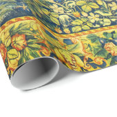 ファウディアペア，ゴシック様式のファンタジー花，緑 ラッピングペーパー (ロールコーナー)