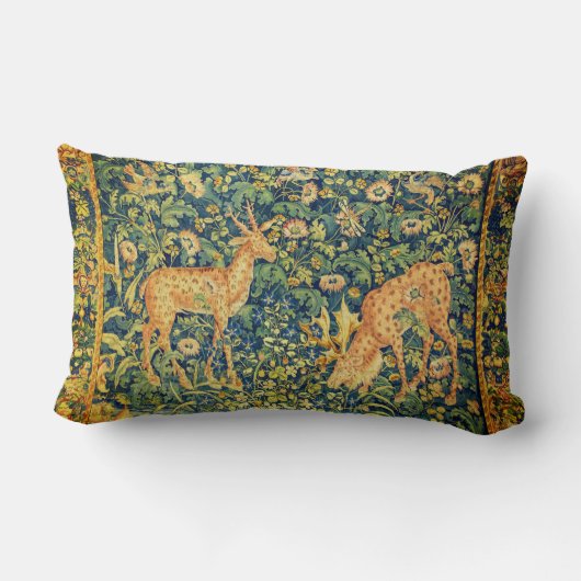ファウディアペア，ゴシック様式のファンタジー花，緑 ランバークッション (裏面)