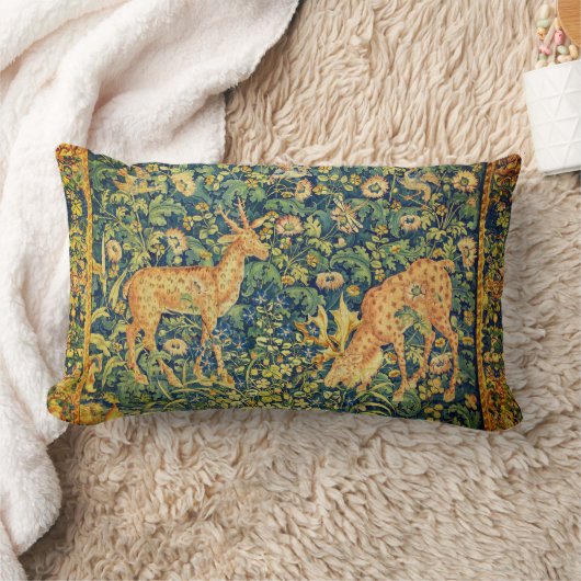 ファウディアペア，ゴシック様式のファンタジー花，緑 ランバークッション (ブランケット)