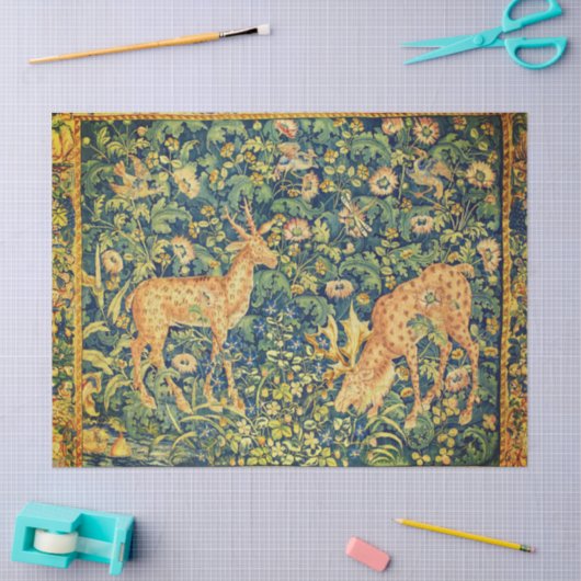 ファウディアペア，ゴシック様式のファンタジー花，緑 薄葉紙 (クラフト)