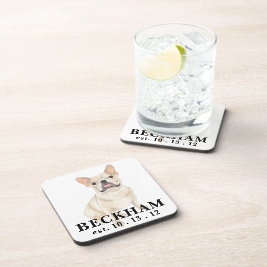 ファウパーソナライズされたンタンフレンチエフランスのブルドッグ コースター (右側)