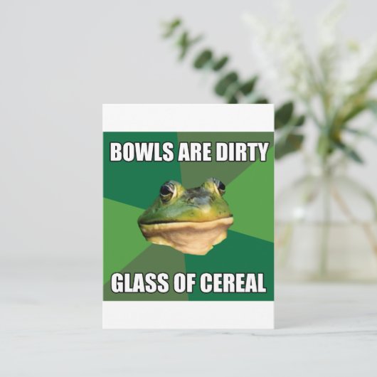 ファウルバチェラーフロッググラスオブシリアル ポストカード (スタンド正面)