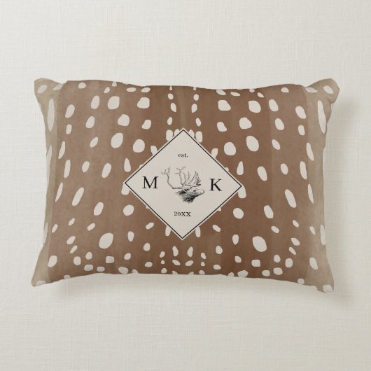 ファウンスポットベビー鹿アニマルプリントパターンモノグラム アクセントクッション (裏面)
