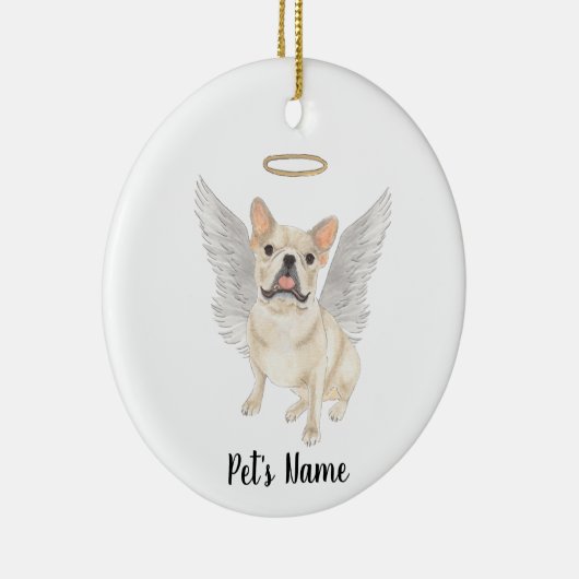 ファウンタンクリームフレンチー悔やみや弔慰メモリアル セラミックオーナメント (右)