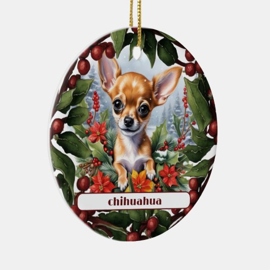 ファウンチワホアパピーホリデージョイカスタムクリスマス セラミックオーナメント (右)