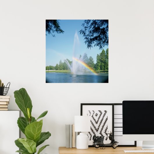 ファウンテンとレインボーは森林公園 ポスター (ホームオフィス)