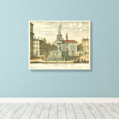 ファウンテンインタウンイタリアンスクエアバイファルダ キャンバスプリント (インサイチュ (ウッドフロア))