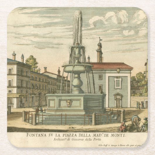 ファウンテンインタウンイタリアンスクエアバイファルダ スクエアペーパーコースター (正面)