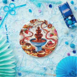 ファウンテンカラフルチョコレート誕生日 ペーパープレート