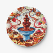 ファウンテンカラフルチョコレート誕生日 ペーパープレート (正面)