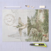 ファウンテンスワンガーデンヴィンテージフランスのデクページ 薄葉紙 (クラフト)