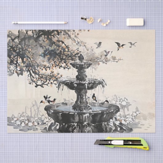 ファウンテン中国の・アート・イン絵を描クのデコパージュ 薄葉紙 (クラフト)