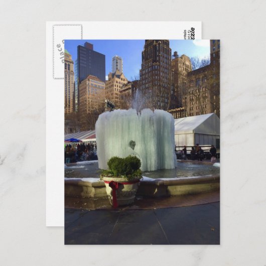 ファウンテン凍っていブライアントパークマンハッタンニューヨークNYC ポストカード (正面/裏面)