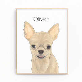 ファウンパーソナライズされたタン短髪チワホアアート フォトプリント           