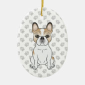ファウンピエドフランスのブルドッグフレンチキュートドッグ&文字 セラミックオーナメント (正面)