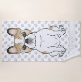 ファウンピッドフランスのブルドッグ/フレンチードッグ&ネーム ビーチタオル (正面)