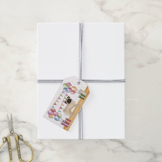 ファウンプグドッグパカラフルステルハッピーバースデー ギフトタグ (より糸付き)