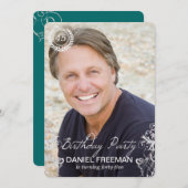 ファエレガントーンフォト誕生日招待状 招待状 (正面/裏面)