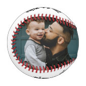 ファカスタムーザーズデイ最高のパパエバーフォトギフトベース 野球ボール (正面左)