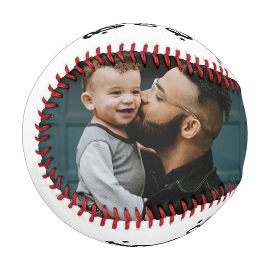 ファカスタムーザーズデイ最高のパパエバーフォトギフトベース 野球ボール (正面左)