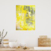 「ファクター」グレーと黄色の抽象芸術アートポスタープリント ポスター (キッチン)