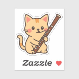 ファゴットと猫のイラスト シール