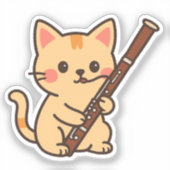 ファゴットと猫のイラスト シール (正面)