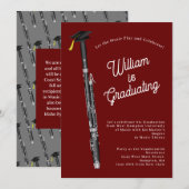 ファゴット奏者 卒業パーティー 音楽招待状 招待状 (正面/裏面)