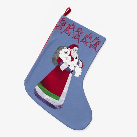 ファザークリスマス&ベビーサモイドクリスマスストッキング ラージクリスマスストッキング (正面 (吊り時))