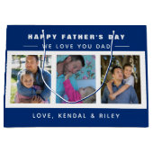 ファザーズデイフォトコラージュブルーカスタム ラージペーパーバッグ (正面)