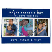 ファザーズデイフォトコラージュブルーカスタム ラージペーパーバッグ (裏面)