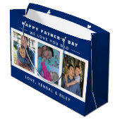 ファザーズデイフォトコラージュブルーカスタム ラージペーパーバッグ (裏面アングル)
