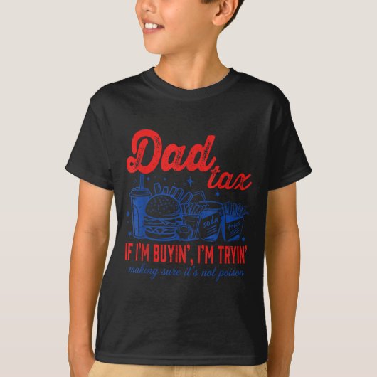 ファザーズデー+ファストフード+お父さん Tシャツ (正面)