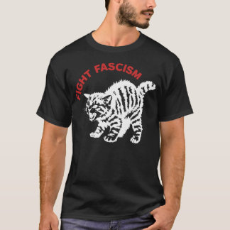 ファシズムに反対する怒れる猫 Tシャツ