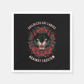 ファシズムに対する子どものいない猫の女性たち スタンダードカクテルナプキン (正面)