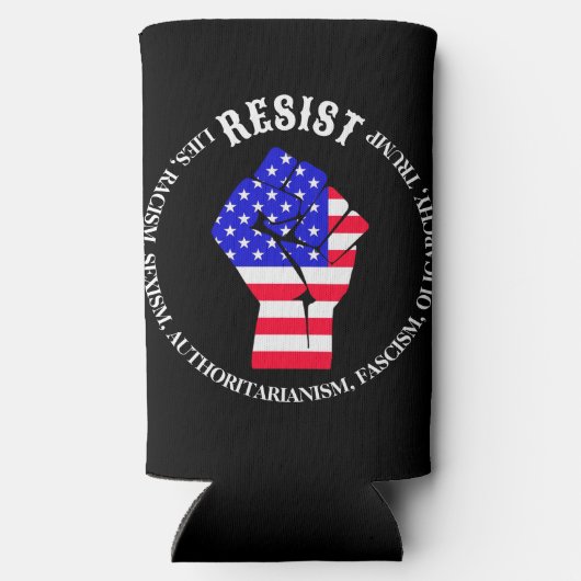 ファシズムに対抗する，寡頭政治，アンチ – トランプ スリム缶クーラー (裏面)