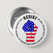ファシズムに対抗する,寡頭政治,アンチ – トランプ 缶バッジ (正面&裏面)