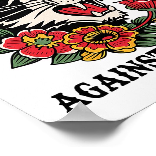 ファシズムのフェミニストに反対するキャットレディース ポスター (角)