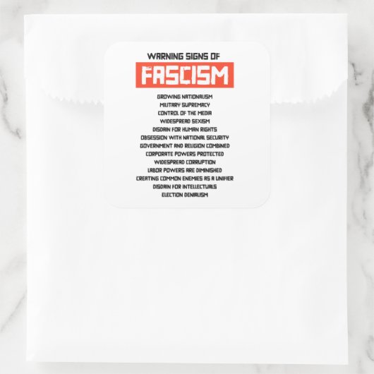 ファシズムの初期警告標識 スクエアシール (バッグ)